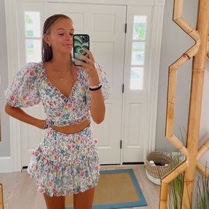 Saylor teryn smocked floral skirt set